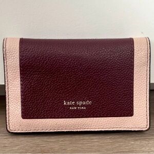 Kate Spade Margaux Two-Tone Pebbled Leather Keychain Wallet - Burgundy & Blush